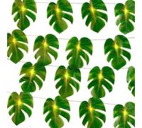 GoldRock Guirlande lumineuse en feuilles de palmier - Décoration hawaïenne - 3 m - 20 LED - Feuille de monstera - Guirlande lumineuse d'intérieur pour chambre d'enfant - Pour Hawaï, jungle