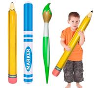 GoldRock Lot de 3 ballons gonflables décoratifs pour rentrée des classes (crayon jaune + marqueur bleu + stylo vert)