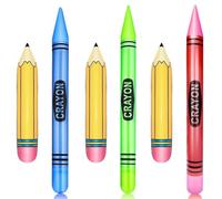 GoldRock Lot de 6 ballons gonflables décoratifs pour rentrée des classes (crayon jaune + crayon de couleur vert, bleu, rouge)