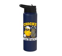 Golf Chick Cartoon Funny Chicks with Sticks Stainless Steel Insulated Water Bottle