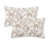 GOLIANDA Lot de 2 housses de coussin décoratives en toile de style chinoiserie vintage rustique pour canapé, sofa, lit, 30,5 x 50,8 cm, marron