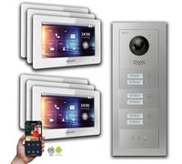 Goliath 2-fils BUS interphone vidéo : 6 maison de famille, l'affichage, l'argent : 7 pouces en blanc : boîte de montage encastrée Sélection du moniteur : 7 pouces en blanc boîte de montage de la sonne