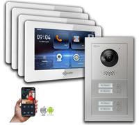 Goliath 2-fils BUS interphone vidéo : Maison de 4 familles, Smartphone App, Argent : 7 pouces en blanc : Boîte d'encastrement Sélection du moniteur : 7 pouces en blanc Boîte de montage de la sonnette 