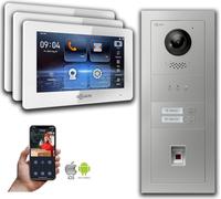 Goliath 2-fils BUS Video Doorbell : 2 Fam. 3 Monitors, Fingerprint, Anzeige, Silber : 7 pouces en blanc : Boîte d'encastrement Choix du moniteur : 7 pouces en blanc Boîte de montage de la sonnette : B