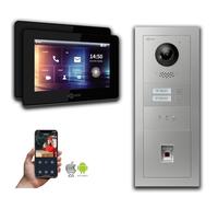 Goliath 2-fils BUS Video Doorbell : maison de 2 familles, empreinte digitale, affichage, argent : Boîte de montage en saillie : 7 pouces en noir Sélection du moniteur : 7 pouces en noir Boîte de monta