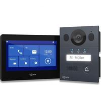 GOLIATH Basic interphone vidéo, bus 2 fils, écran 7", sonnette de porte encastrée avec caméra, interphone avec ouvre-porte et sonnette, maison 1 famille, Plug & Play, Smartphone App, AV-BLS-02U