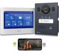 Goliath Basic Line Interphone-portier vidéo 2 fils blanc/anthracite : Boîtier en saillie : 1 moniteur Nombre de moniteurs : 1 moniteur Sonnette de porte Boîtier de montage : Boîtier en saillie