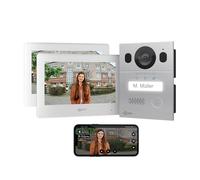 Interphone vidéo GOLIATH Basic 2 fils BUS | FullHD | App | 150° | 1 famille | Argent/Blanc | Encastré | 2 x postes intérieurs
