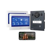 Goliath Interphone vidéo Basique, Bus 2 Fils, 2X moniteurs de 7 Pouces, Sonnette encastrée avec caméra, interphone avec Ouverture de Porte, Maison individuelle, Application pour Smartphone