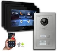 Goliath interphone vidéo BUS 2 fils : maison 3 familles, application smartphone, argent : Boîte d'encastrement : 7 pouces en noir Sélection du moniteur : 7 pouces en noir Boîte de montage de la sonnet