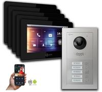 Goliath interphone vidéo BUS 2 fils : maison 5 familles, application smartphone, argent : Boîte d'encastrement : 7 pouces en noir Sélection du moniteur : 7 pouces en noir Boîte de montage de la sonnet