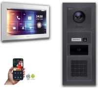 Goliath IP interphone vidéo 1-moniteur code numérique RFID Anthracite : Boîtier en saillie : 10 pouces en blanc : 4 POE (standard) sonnette de porte