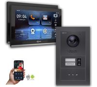 Goliath IP interphone vidéo 2-fam. affichage anthracite : 10 pouces en noir : boîte de montage en surface : 4 POE (standard) sonnette de porte