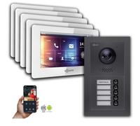 Goliath IP interphone vidéo : 7 pouces 5-family house, Smartphone App, Anthracite : 7 pouces blanc : Boîte de montage en surface Couleur du moniteur : 7 pouces blanc Montage : boîte de montage en surf