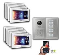 Goliath IP Video Türsprechanlage 9-Fam. 7 Zoll Zahlencode : 7 pouces en blanc : Boîte d'encastrement Sélection du moniteur : 7 pouces en blanc Sonnette de porte Boîte de montage : Boîte d'encastrement