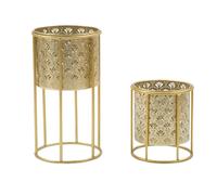 Golvy - Set de 2 pots de fleurs - Fer doré - 40 x 21 x 21 cm