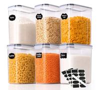 GoMaihe 6 × 2.5L Boite de Rangement Cuisine Lot de, Bocaux Hermetiques Alimentaires en Plastique Scellée avec Couvercle, pour Stocker Les Cereales, Pâtes, Farine, Nourriture d'Animaux de Compagnie