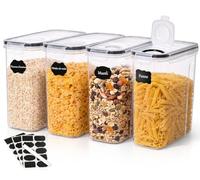 GoMaihe Boîtes de Conservation Hermétiques avec Couvercle, 4 x 4 L | 4 boîtes de 4 L pour transvaser entièrement de nombreux paquets de céréales, farine, riz ou pâtes; sans BPA