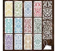 GOMAKERER 12 feuille Pochoir Floral Français pour Peinture Modèles de Dessin Baroques Ornementaux Vintage Pochoirs Réutilisables en PET Damassé pour Peindre Sur les Murs le Bois et la Décoration