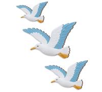 GOMAKERER 3pcs Décoration Murale de Mouettes Côtières Décoration Murale en Bois Représentant une Mouette Style Océan Ou Plage Vintage Nautique et Côtier pour Maison Lac Maison Chambre à Coucher Salle