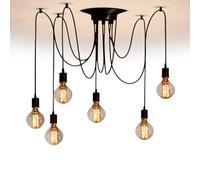 GOMETY 6 Têtes Lustre Araignee Ajustable Vintage, Plafonnier Réglable DIY E27, Lustre Araignee Suspension Lampe, Suspendue Industrielle pour Chambre Salon Cuisine Bar, Chacun Avec 1.5m de Fil