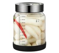 GOMETY Bocal de Fermentation avec Couvercle, Bocal de Fermentation de 1 L, Bocal à Choucroute avec 2 Aérations, Bocal Transparent pour Kimchi Kéfir Choucroute Cornichons et Porridge du Lendemain