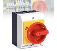 GOMETY Interrupteur principal disjoncteur 25A 4 pôles - Interrupteur rotatif avec boîtier en plastique IP65 - Interrupteur de séparation de charge en saillie - Pour connecter des interrupteurs et
