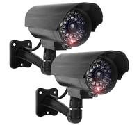 GOMETY Lot de 2 caméras factices extérieures, fausse caméra de sécurité avec LED rouge clignotante, caméra CCTV factice de sécurité pour intérieur et extérieur