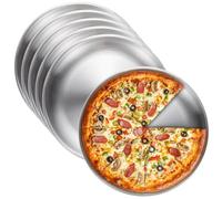 GOMETY Lot de 6 plaques à pizza rondes en acier inoxydable - 20 cm - En acier au carbone revêtu - Sain et non toxique - Facile à nettoyer et passe au lave-vaisselle