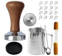 GOMETY Tamiseur Espresso 51mm Set Barista 22 pièces avec Tasseur à café, Pichet à Lait, Tapis de tassage, Stylo Latte Art, Cuillère mélangeuse, Accessoires pour Machine à Café Espresso