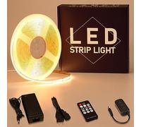 GOMING 24V 10M COB Ruban LED Dimmable Blanc Chaud 3000K 312LEDs/M CRI 93+ | avec Variateur Alimentation 24V 3A 72W Luminescence Uniforme IP20 Non étanche Découpable Bande LED pour Décoration Intérieure