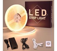 GOMING 24V 10M Détecteur de Mouvement COB Ruban à LED Blanc Chaud 3000K | CRI 93+ IP20 Non étanche Bande Lumineuse LED avec 72W Adaptateur Secteur pour Armoires Cuisine Escalier Vitrine Chambre Lit
