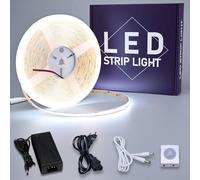 GOMING 24V 10M Détecteur de Mouvement COB Ruban à LED Blanc Froid 6000K | CRI 93+ IP20 Non étanche Bande Lumineuse LED avec 72W Adaptateur Secteur pour Armoires Cuisine Escalier Vitrine Chambre Lit