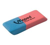 Gomme en caoutchouc - MAPED - Duo-Gom medium - bords inclinés - bleu / rouge