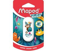 Maped Gomme plastique Jungle Fever – blanche sans PVC, scolaire, motif jungle – blister