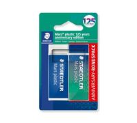 Gomme STAEDTLER Mars Plastic - Édition 125e anniversaire, bleu/vert | Pour l'école, ne produit que peu de miettes, - Édition anniversaire - Réf. 52650MABK1
