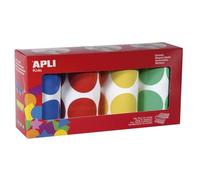 Gommettes 4 Rouleaux Rond Ø 45 Mm Jaune Bleu Rouge Vert X 1128 - Apli Agipa