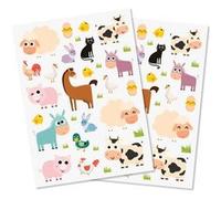 Gommettes Animaux de la Ferme 62 stickers 0,90 à 6 cm mouton cheval cochon poussin lapin canard MULTICOLORE G