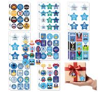 Gommettes Autocollantes Rondes - 162 Autocollants pour la Fête des Pères - Stickers Sympas avec Motifs de Cœur, Cravate, Couronne, et Messages Affectueux - 16 Feuilles, Taille Moyenne, Multi