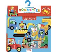 Gommettes bébé dès 18 mois - 50 grandes gommettes autocollantes Les Engins - Camion, tracteur, fusée, bateau, activité créative et éducative, faciles à décoller et à coller
