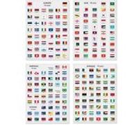 Gommettes Drapeaux 5 continents 214 stickers 1,6 x 1,8cm pays monde MULTICOLORE G