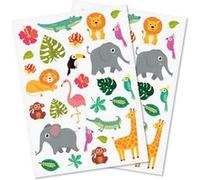 Gommettes Jungle 56 stickers de 1,7 à 7,2cm savane lion éléphant girafe perroquet singe crocodile MULTICOLORE G