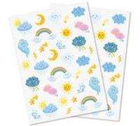 Gommettes Météo Kawaï 68 stickers 1,4 à 5,2cm lune soleil nuage étoile pluie neige arc en ciel MULTICOLORE G