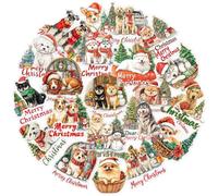 Gommettes Noël, 56 Feuilles Stickers Noël Fenetre Avec Chiens, Pour Coques De Téléphone, Scrapbooking, Ordinateur Portable, Enveloppes, Bouteilles D'eau, Skateboard, Bagages, Journaux, Cartes