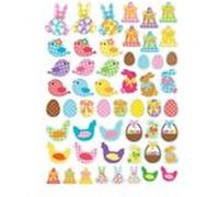 Gommettes Pâques 106 stickers 1 à 3,5cm lapin œuf oiseau poussin lapin panier MULTICOLORE G
