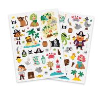 Gommettes sur le monde des pirates - 86 pièces - de 0,8 à 8,6 cm - Bateau, navire, ile, trésor, singe, carte, sirène, pieuvre, perroquet, épée, fantastique, stickers, autocollants, scrapbooking