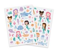 Gommettes sur le monde des sirènes - 178 pièces - de 0,4 à 7 cm - dauphin, crabes, poissons, étoiles de mer, raies, fantastique, mignons, belles, mer, autocollants, stickers