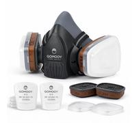 gomooy Masque de Protection Respiratoire Réutilisable à Gaz Double Filtration A1P2 avec 8 Filtres | Demi-masque Anti-poussière Peinture Bricolage Résine Epoxy Sécurité Travail Vapores Gaz Polluants