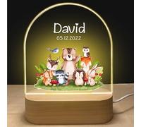 GOMOVING Veilleuse Bébé Personnalisé avec Prénom & Date - Cadeau de Baptême, Naissance, Noël pour Garçon et Fille - Lampe Bebe Personnalisé Nouveau-Né