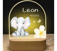 GOMOVING Veilleuse Bébé Personnalisé avec Prénom & Date-Né pour Fille, Lampe Bebe Personnalisé, Cadeau de Noël